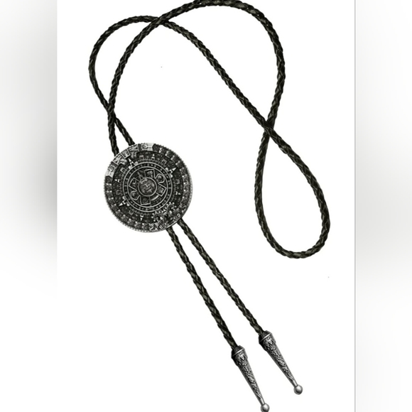 New Aztec Mayan leather bolo tie. Aztec belt buckles available in my sto… - Picture 3 of 4